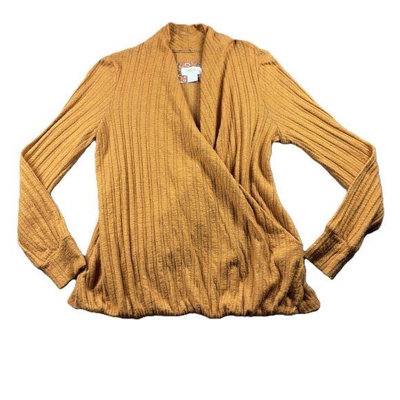 Anthropologie Maeve Rafela Hacci Harvest Orange Surplice Sweater Top Small B146 - Picture 1 of 10